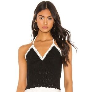 Alice + Olivia Saran Crochet Knit Cropped Halter Top Size‎ Large Women